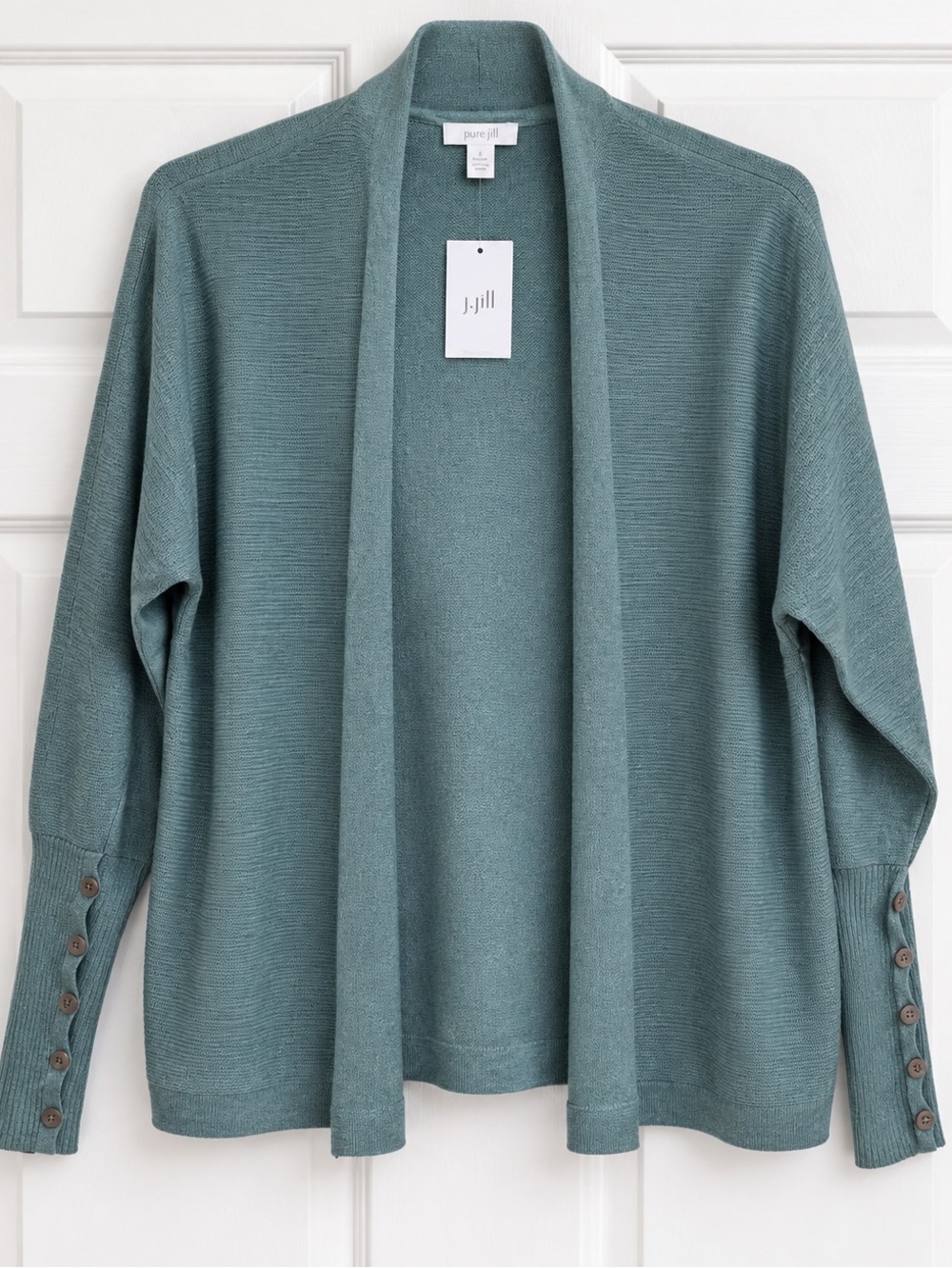 Pure Jill J.Jill Sage Green Soft Open Front Cardigan Size M Petite NWT